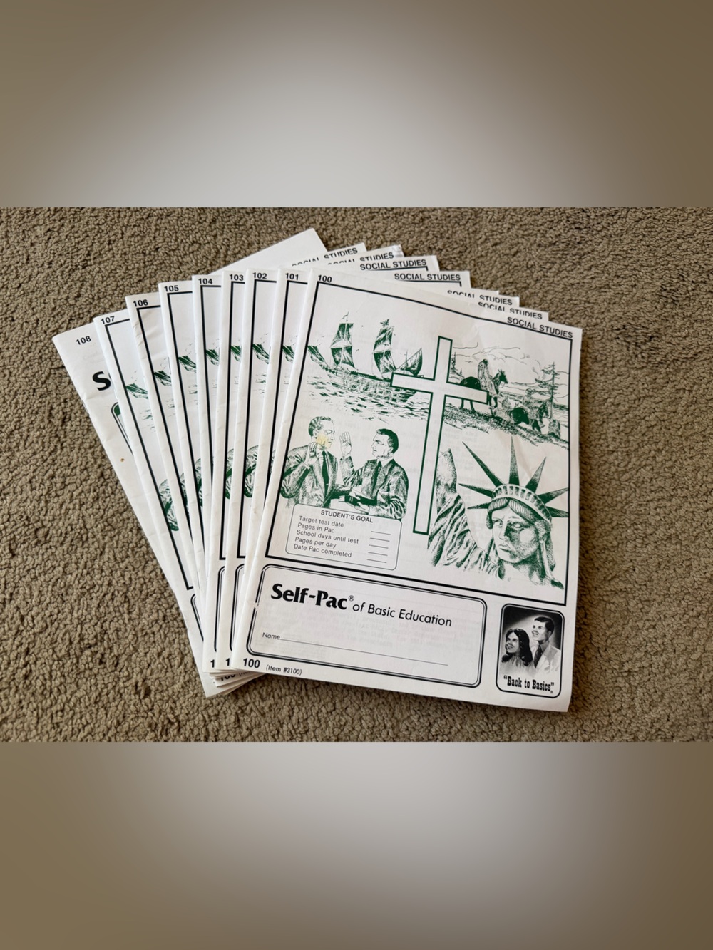 Green Self-Pac Basic Education Workbooks - Social Studies Homeschool Paces